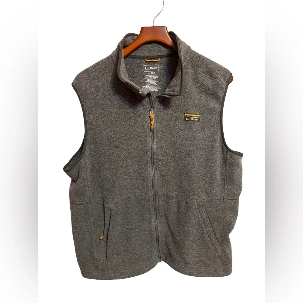 LL BEAN Vest Mens XL Mountain Classic Fleece Full Zip Mock Neck Gray